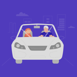 Illustration adulte conduisant une voiture