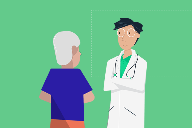 Illustration adulte parlant avec un médecin