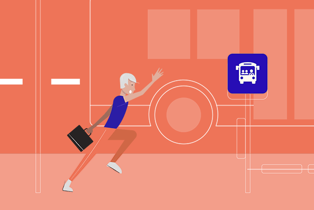 Illustration adulte courant après son bus