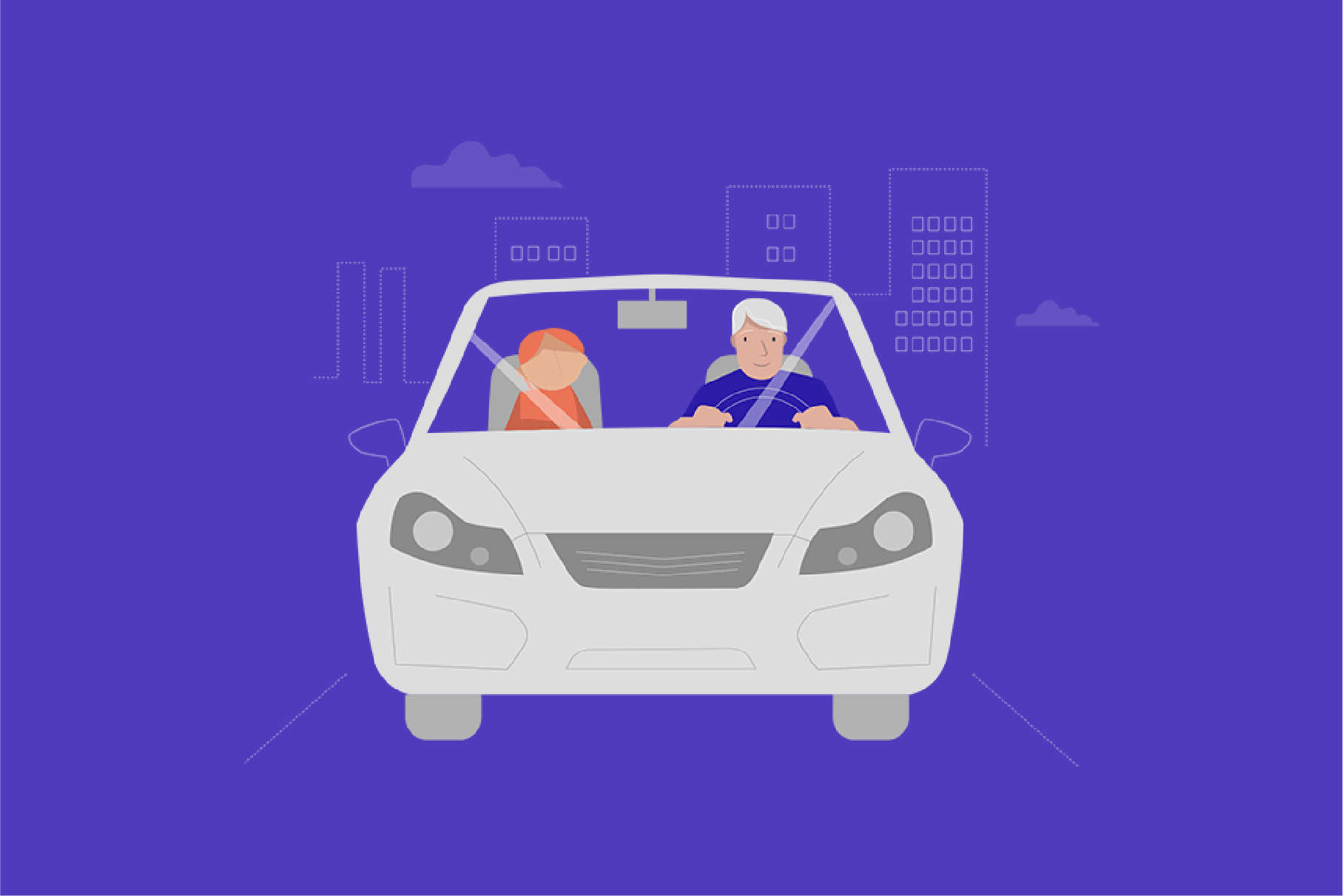 Illustration adulte conduisant une voiture